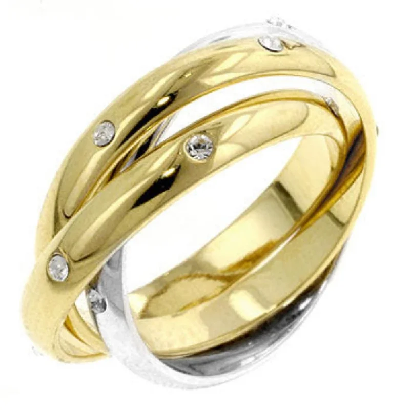 Three Ring Two-Tone Finish Eternity Set