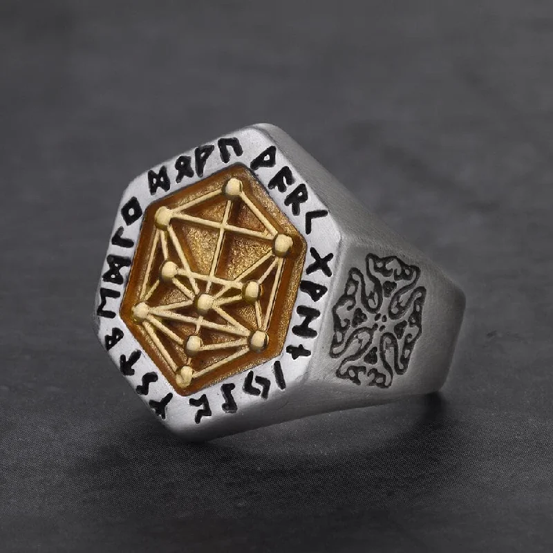 Vegvisir Totem Sterling Silver Viking Ring