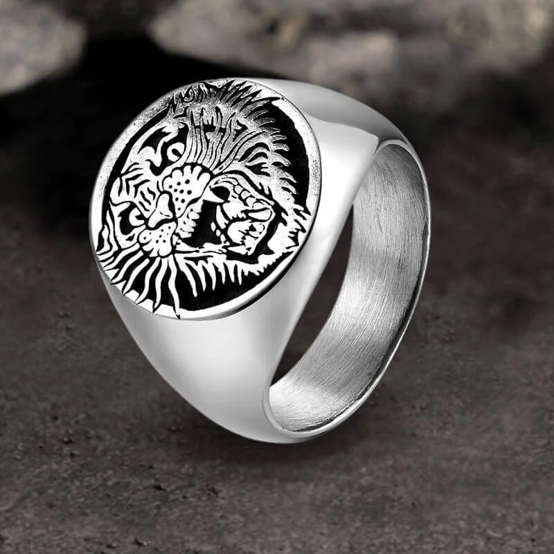 Vintage Roaring Tiger Head Stainless Steel Ring