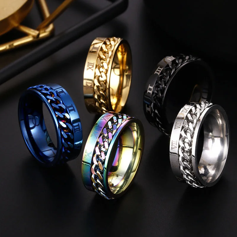 Wholesale Rotating Chain Men's Titanium Steel Ring