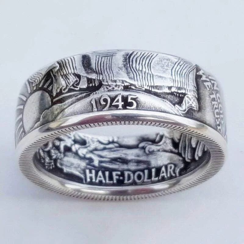 Wholesale  Antique Coin Morgan Dollar Engraved Ring