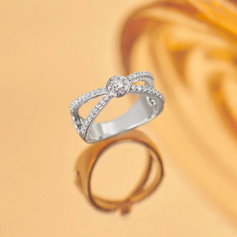 Wide Criss Cross Diamond Ring