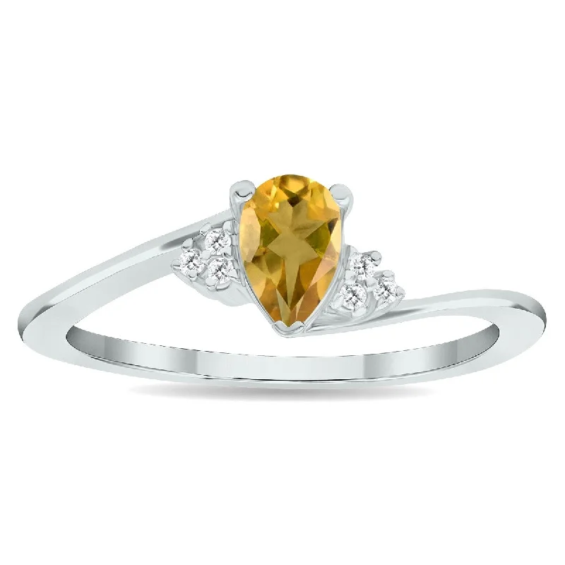 Women's Citrine and Diamond Tierra Ring in 10K White Gold