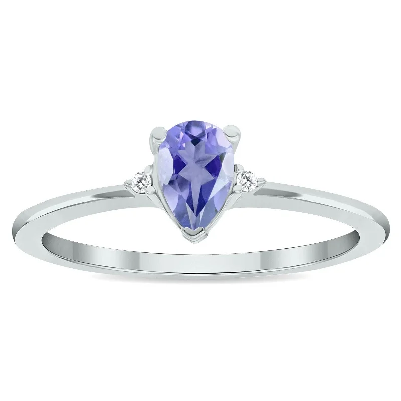 Women's Tanzanite and Diamond Classic Band in 10K White Gold