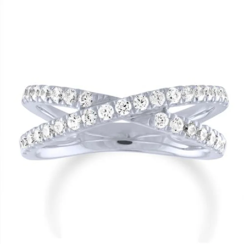 14k Diamond Criss Cross Band