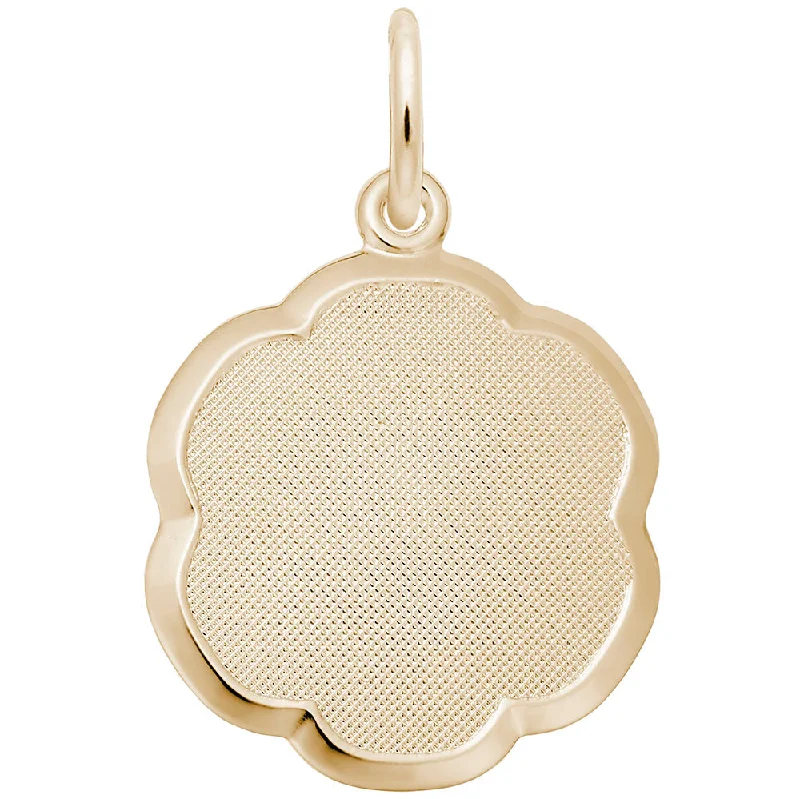 14k Gold Blank Scalloped Disc Charm