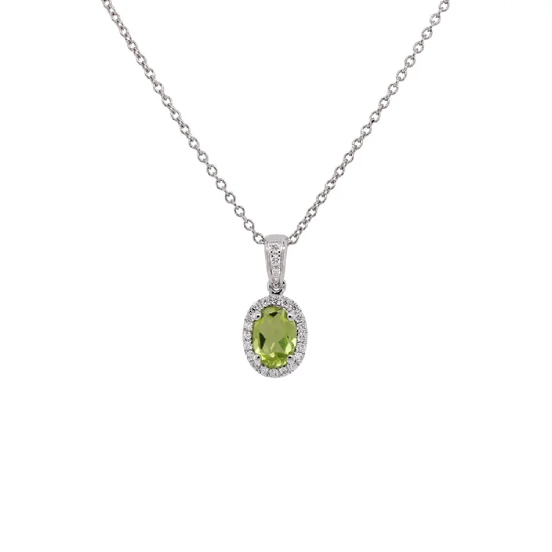 14k Oval Gemstone and Diamond Pendant