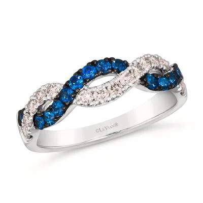 14K White Gold 0.77ctw Blue Sapphire & Diamond Twist Band by Le Vian