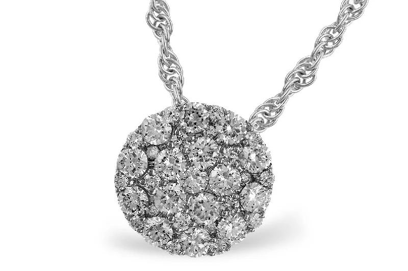 14K White Gold 1.00ctw Diamond Cluster Necklace by Allison Kaufman