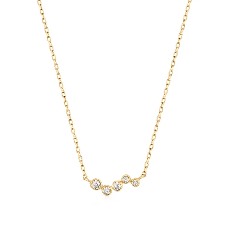 14K Yellow Gold 0.04ctw Diamond Wave Bar Necklace by Aurelie Gi