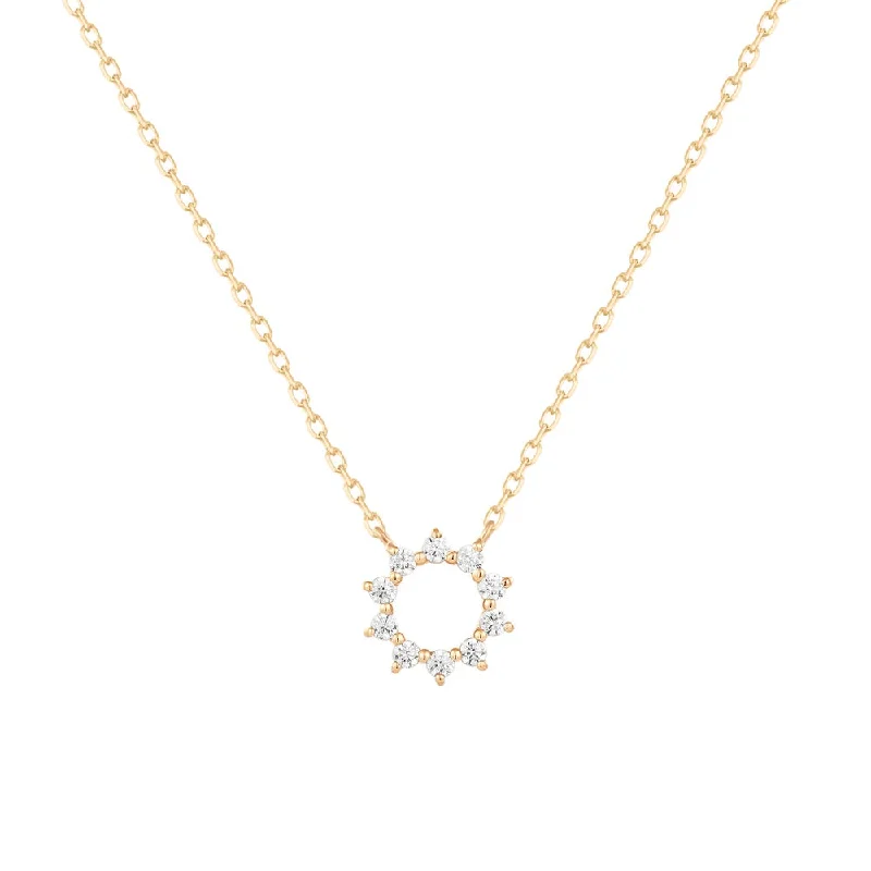 14K Yellow Gold 0.08ctw Diamond Sun Necklace by Aurelie Gi