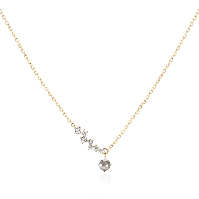 14K Yellow Gold 0.13ctw White & Gray Diamond Free Form Necklace by Aurelie Gi