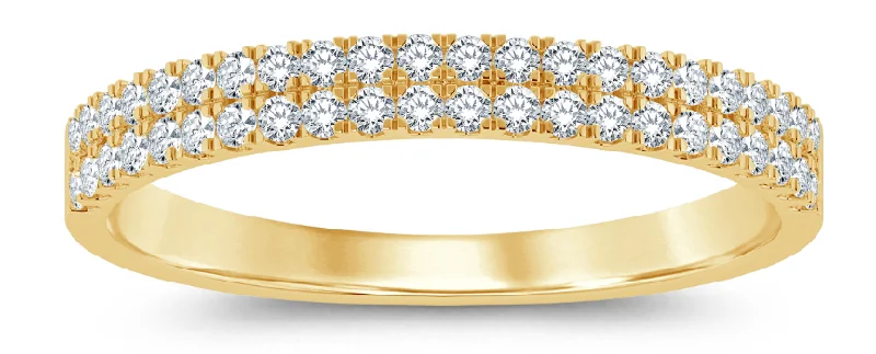 14K Yellow Gold 0.25ctwRound Diamond Multi Row Wedding Band