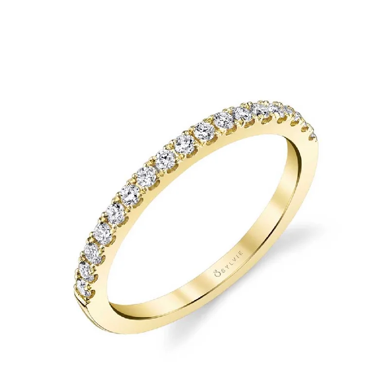 14K Yellow Gold 0.29ctw Round Diamond Half Wedding Band