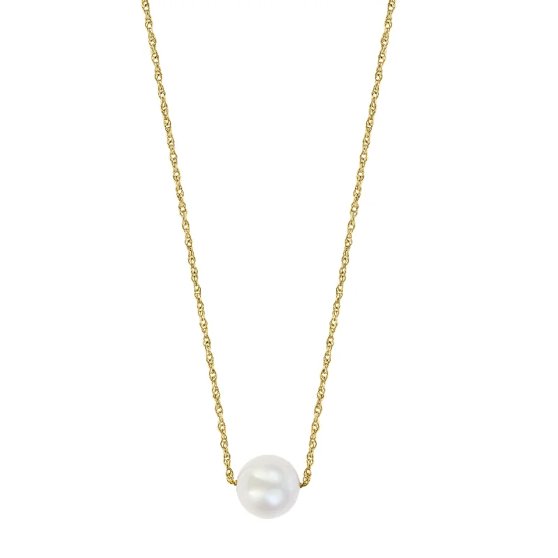 14K Yellow Gold 8.5-9.5mm Freshwater Pearl Solitaire Necklace