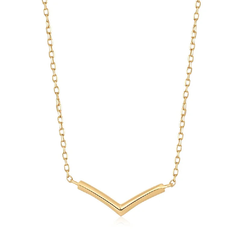 14K Yellow Gold Adjustable Wishbone Necklace by Aurelie Gi