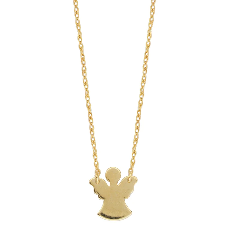 14K Yellow Gold Angel Pendant Necklace by Midas Chain