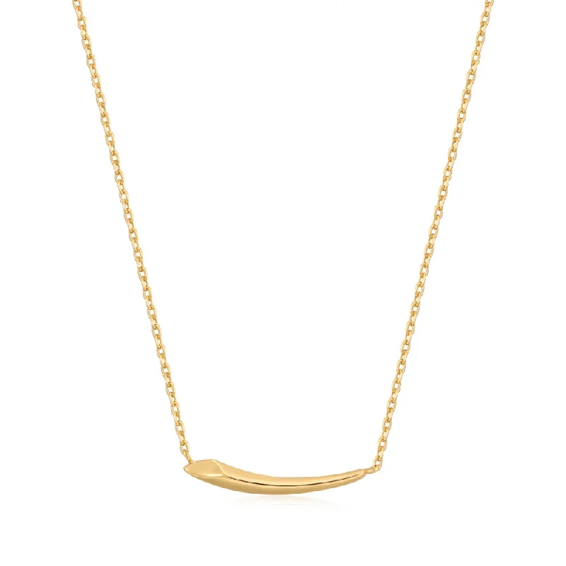 14K Yellow Gold Plated Arrow Bar Necklace by Ania Haie