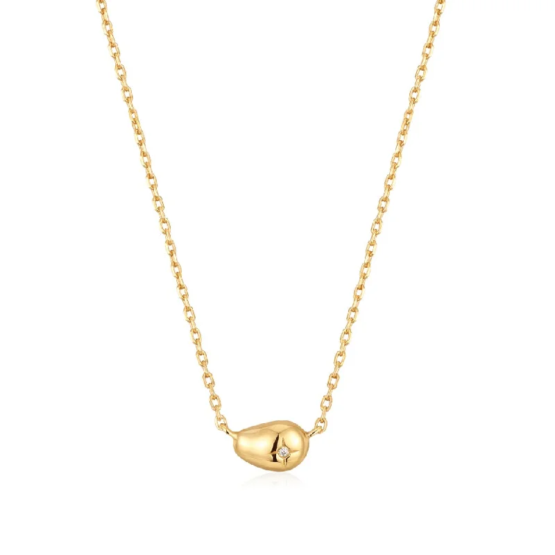 14K Yellow Gold Plated Pebble Sparkle Necklace by Ania Haie