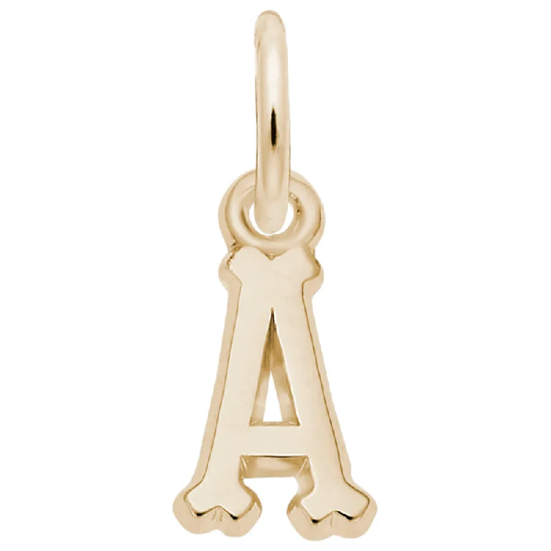 14K Yellow Small Serif Initial A Charm