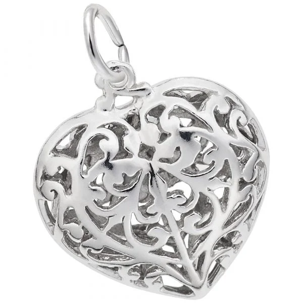 14W Filigree Heart Charm