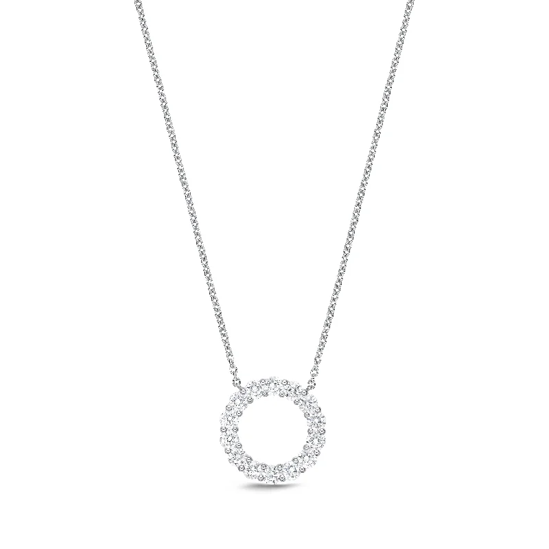 Diamond Circle Pendant in 18K White Gold