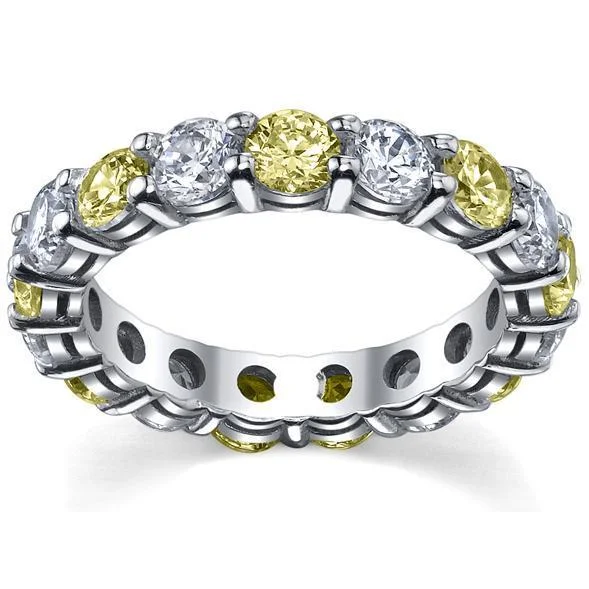 4 Carat Yellow Sapphire and Diamond Eternity Wedding Band