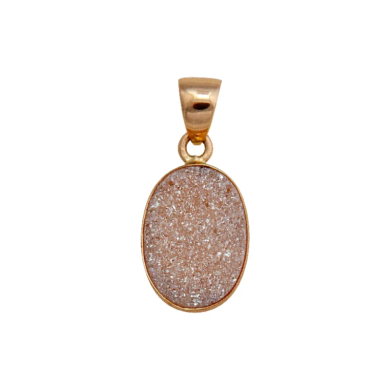 Alchemia Peach Druzy Oval Pendant