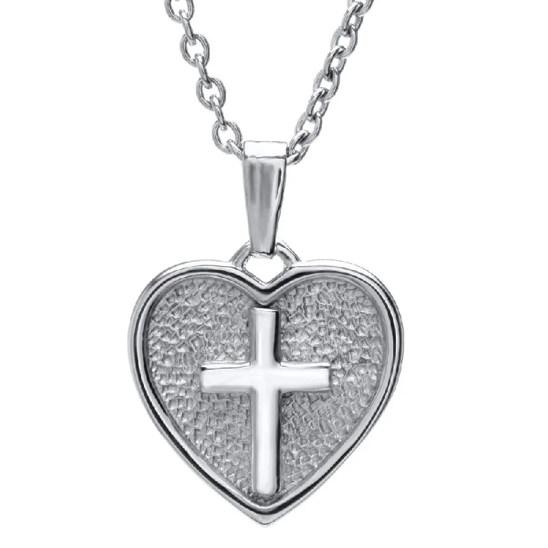 Children's Heart Cross Necklace 15" Chain