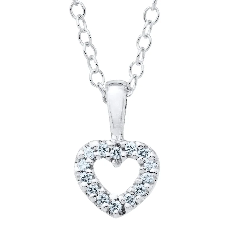 Children's Silver Open Heart CZ Pendant