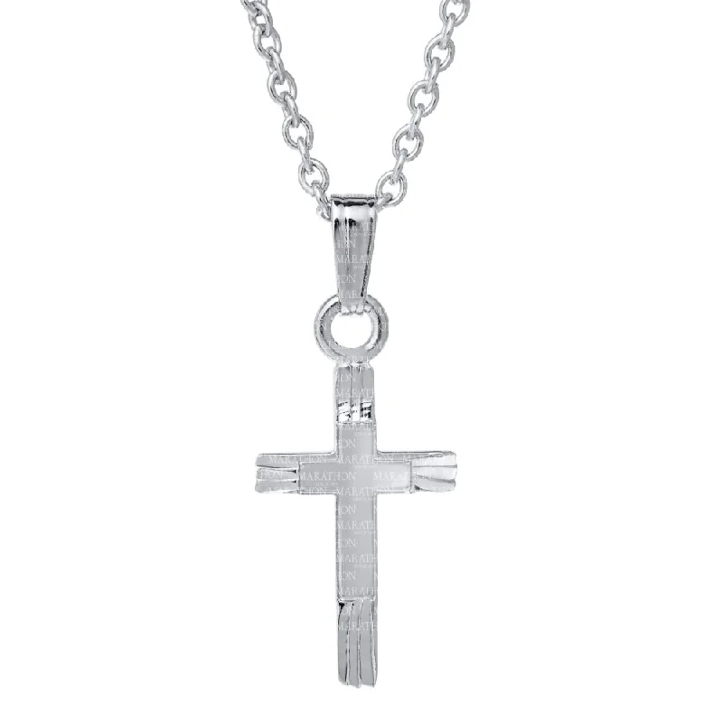 Children's Sterling Silver Engraved Cross Necklace