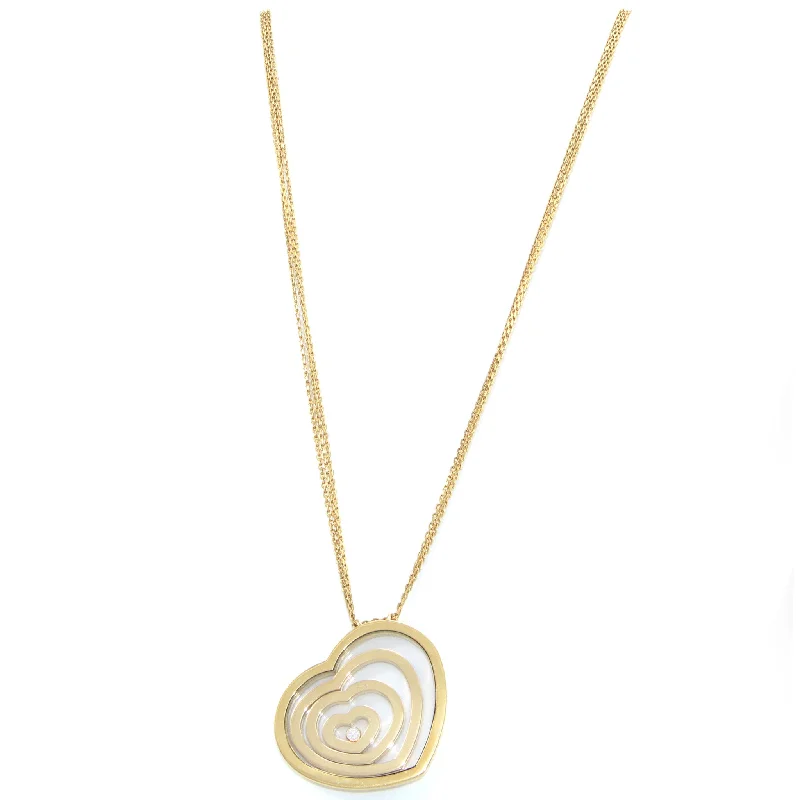 Chopard Happy Diamond Large Heart Necklace 18k Yellow Gold 3 Cable Chain $8800