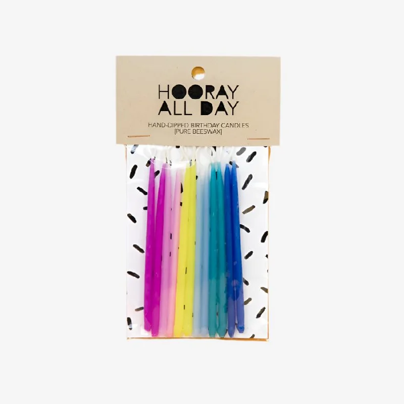 Colorful Hand-Dipped Beeswax Birthday Candles - Rainbow