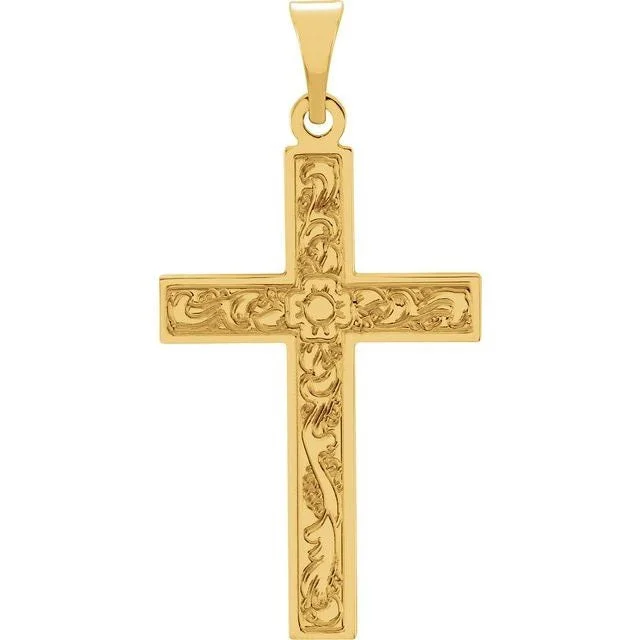 14KT SMALL ENGRAVED CROSS