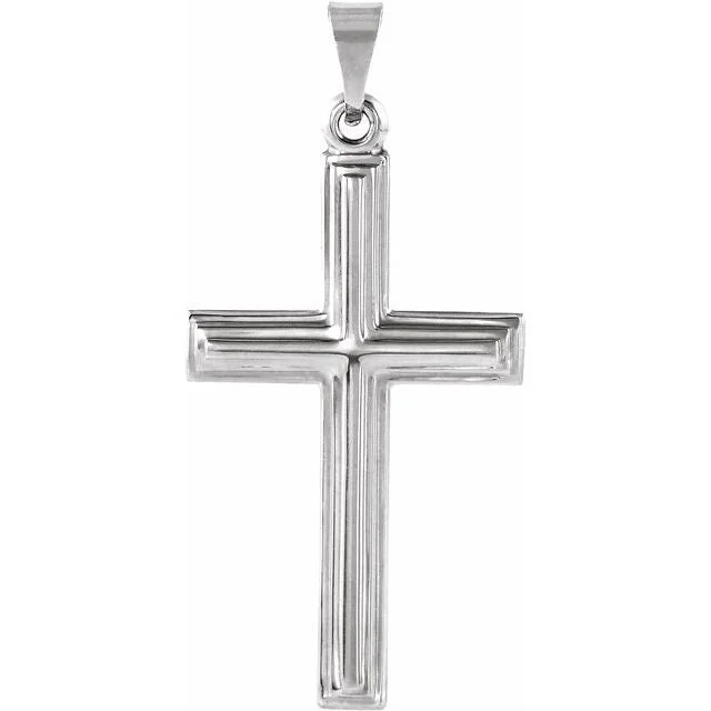 14KT WG MEDIUM CROSS W/DESIGN