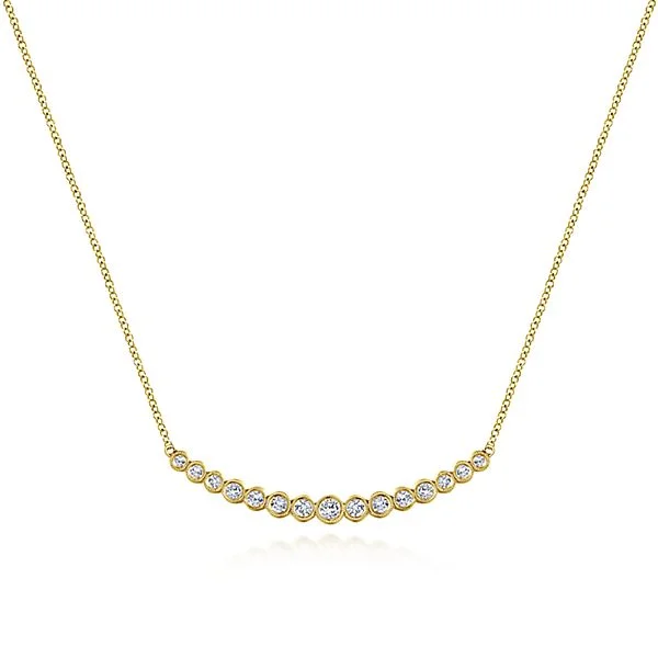 14K Yellow Gold Graduated Diamond Bar Necklace