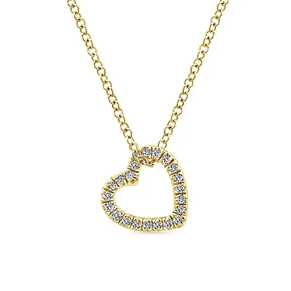 14K Yellow Gold Diamond Heart Necklace