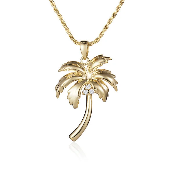 Medium Palm Tree Pendant With Diamonds