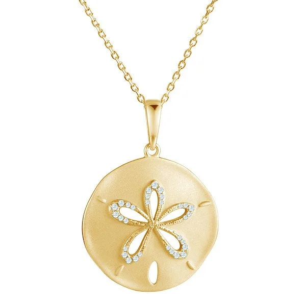 14K Yellow Gold Diamond Sand Dollar Pendant