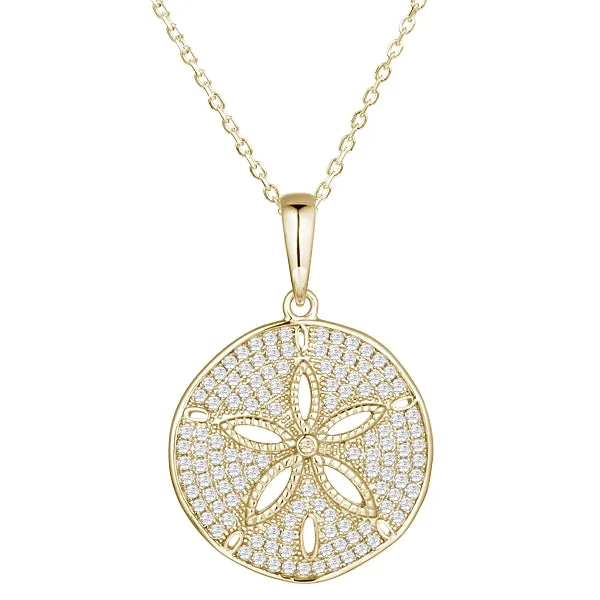 14K Yellow Gold Medium Diamond Sand Dollar Pendant