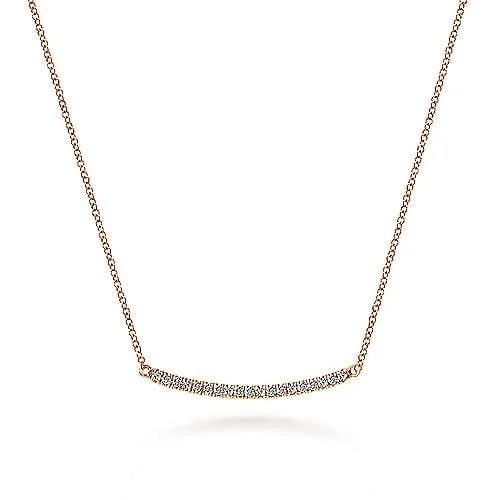 14K Rose Gold Diamond Bar Necklace