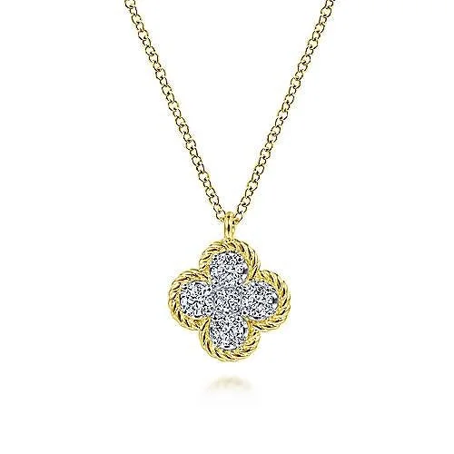 14K Yellow Gold Diamond Pendant Necklace