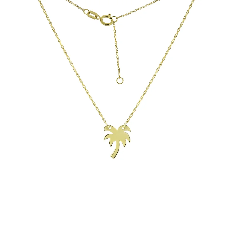 14K Yellow Gold Mini Palm Tree Necklace