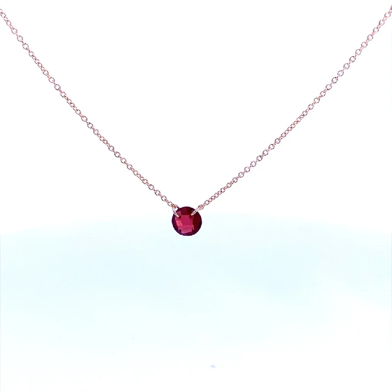 Gold Filled Round Garnet Solitaire Necklace by Dee Berkley