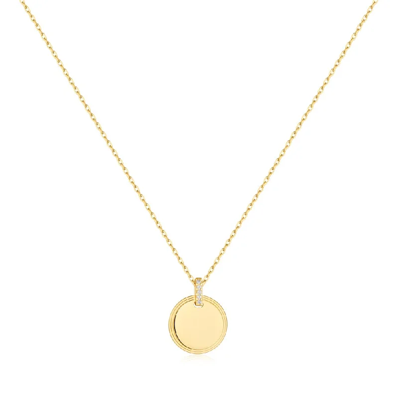 Gold Plated Cubic Zirconia Disc Pendant Necklace by Ania Haie