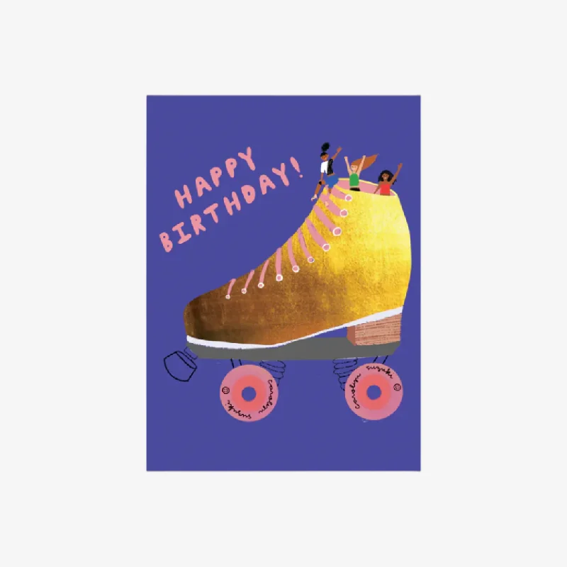 Golden Skater Birthday Card