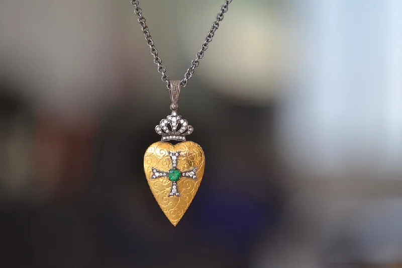 Heart Pendant with Crown Love Locket