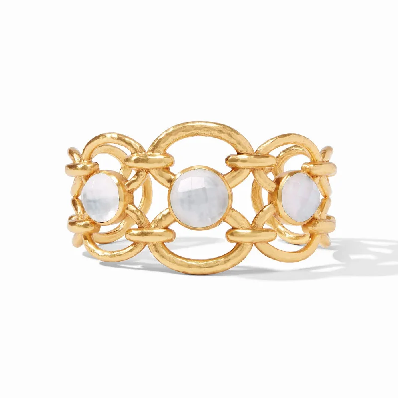 Julie Vos Palermo Stone Cuff in Iridescent Clear Crystal