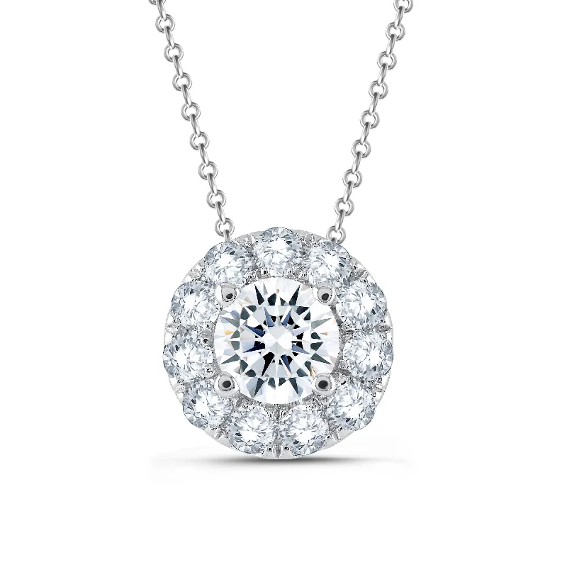 Lab Grown Diamond 3/4 Carat Halo Pendant