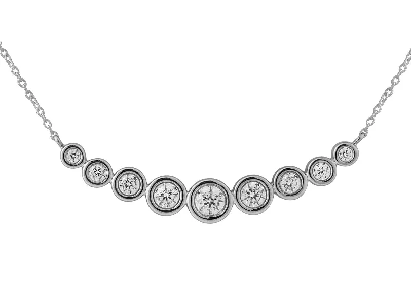 14K White Gold Diamond Bar Necklace